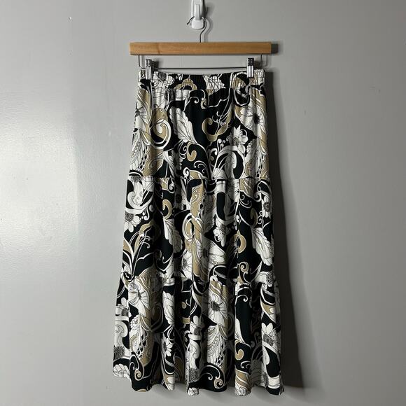 Modern Attraction Womens Y2K Fairy Midi Skirt Paisley Small Stretch Boho Tiered - Picture 1 of 6